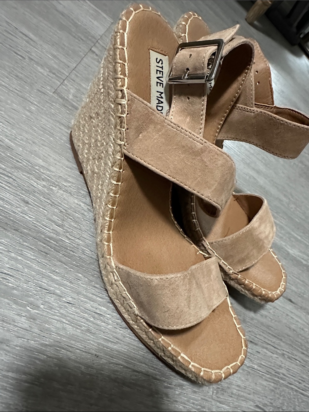 Steve Madden Beige Suede Espadrille Wedge Sandals